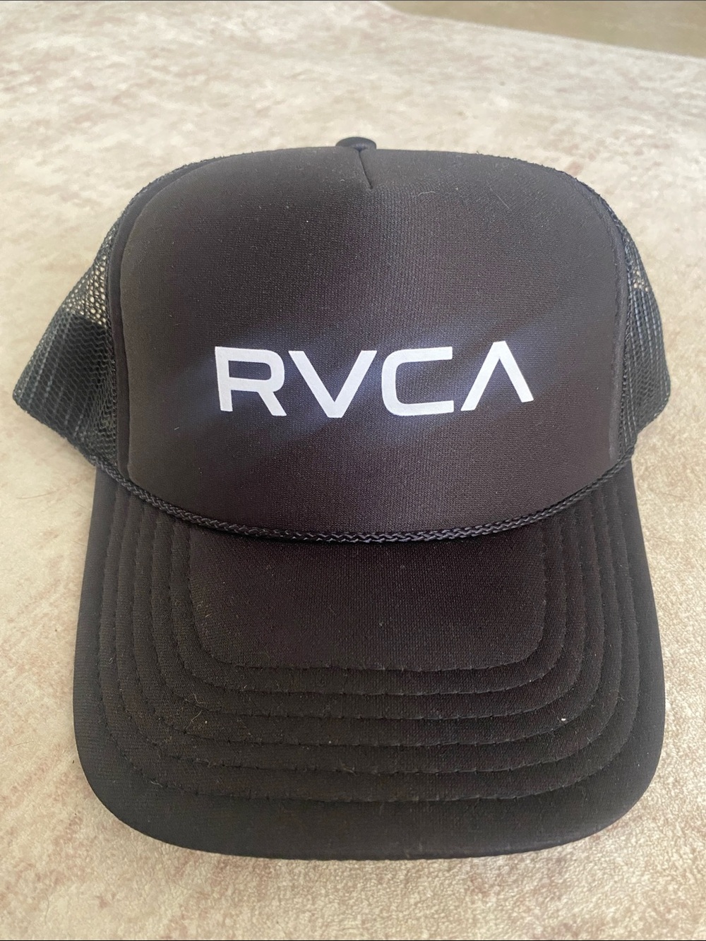 RVCA Black Foam Trucker Hat with White Logo